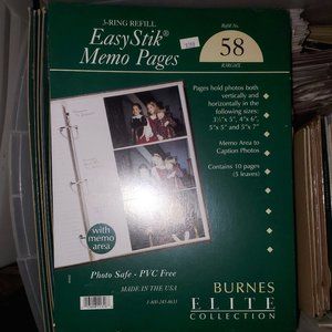 Burnes Elite Collection - 3 Ring 5x7 EasyStik Memo Album 10 Refill Pages #58 (4)